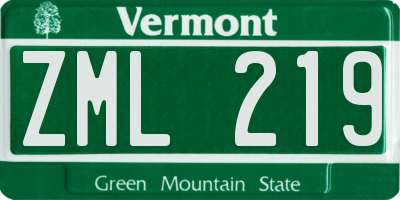 VT license plate ZML219