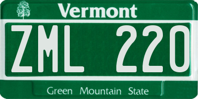 VT license plate ZML220
