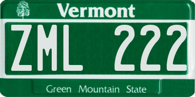 VT license plate ZML222