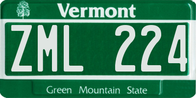VT license plate ZML224