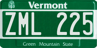 VT license plate ZML225