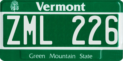 VT license plate ZML226