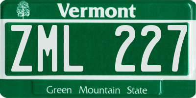 VT license plate ZML227