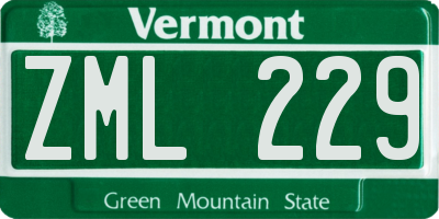 VT license plate ZML229