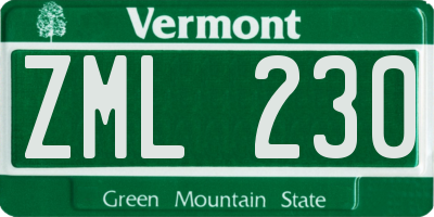 VT license plate ZML230