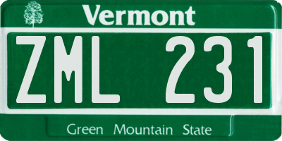 VT license plate ZML231
