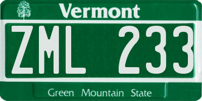 VT license plate ZML233
