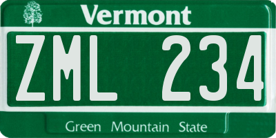 VT license plate ZML234