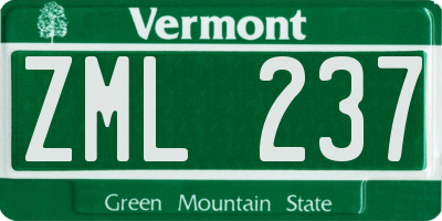 VT license plate ZML237