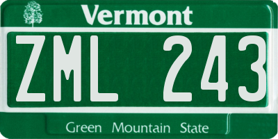 VT license plate ZML243