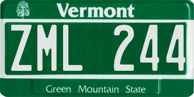 VT license plate ZML244