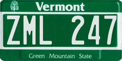 VT license plate ZML247