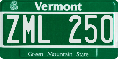 VT license plate ZML250