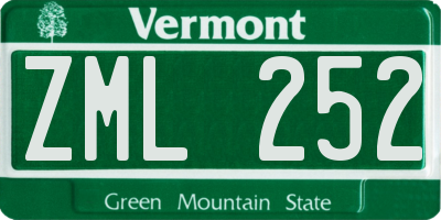 VT license plate ZML252
