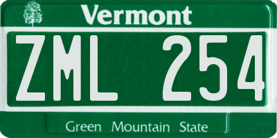 VT license plate ZML254