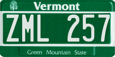 VT license plate ZML257