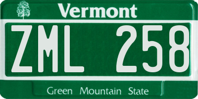 VT license plate ZML258