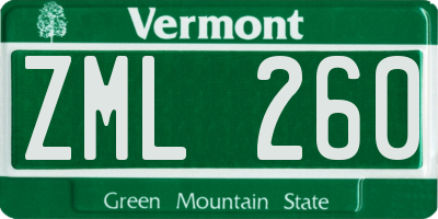 VT license plate ZML260