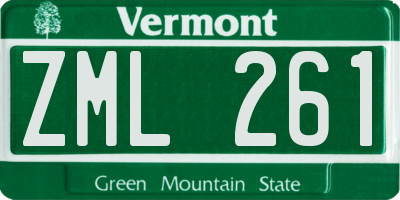 VT license plate ZML261