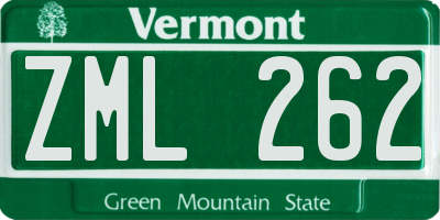 VT license plate ZML262