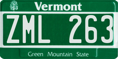 VT license plate ZML263