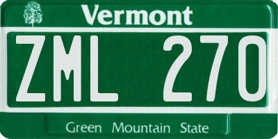 VT license plate ZML270