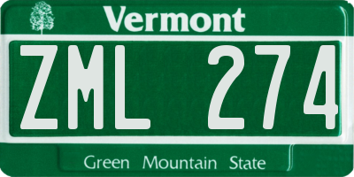 VT license plate ZML274