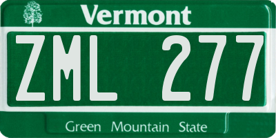 VT license plate ZML277