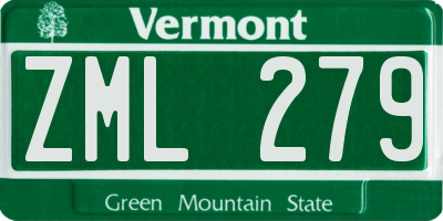 VT license plate ZML279