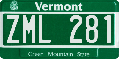 VT license plate ZML281