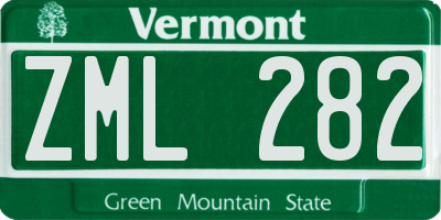 VT license plate ZML282