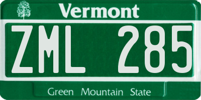 VT license plate ZML285