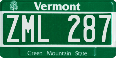 VT license plate ZML287
