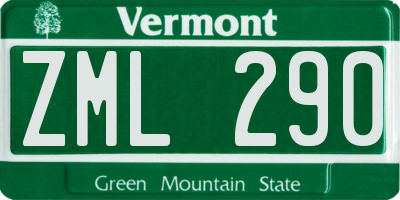 VT license plate ZML290