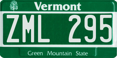 VT license plate ZML295