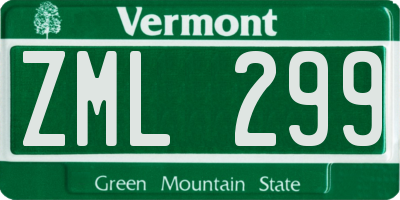 VT license plate ZML299