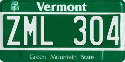 VT license plate ZML304