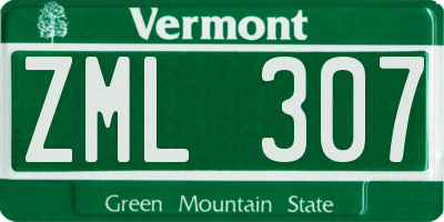 VT license plate ZML307