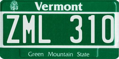VT license plate ZML310