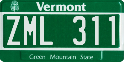 VT license plate ZML311