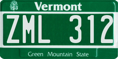 VT license plate ZML312
