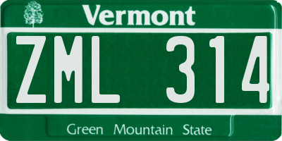 VT license plate ZML314