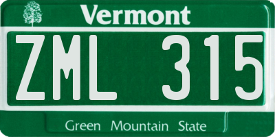 VT license plate ZML315