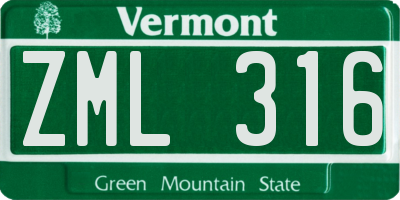 VT license plate ZML316