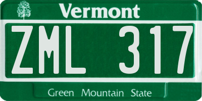 VT license plate ZML317