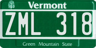 VT license plate ZML318