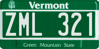 VT license plate ZML321