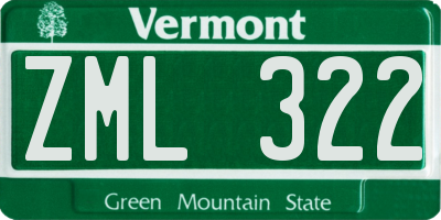VT license plate ZML322