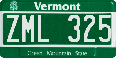VT license plate ZML325