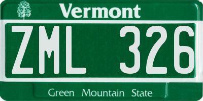 VT license plate ZML326